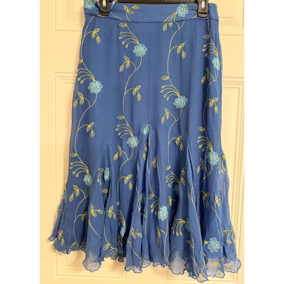 Ann Klein Silk Skirt SZ 8 Boho Flared Casual Chic Career Fairygoth Whimsy - Picture 2 of 5